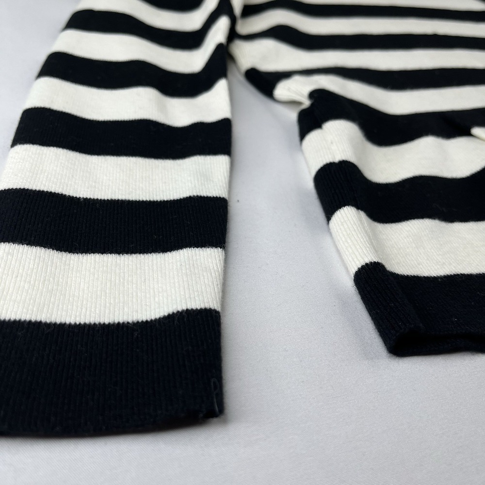 Banana Republic Women Small Black White Striped Peplum Knit Sweater Long Sleeve - Picture 3 of 16